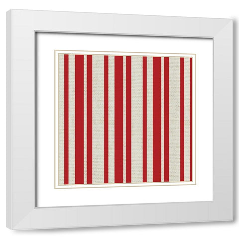 Nautical Red Stripe 1 White Modern Wood Framed Art Print with Double Matting by Allen, Candace