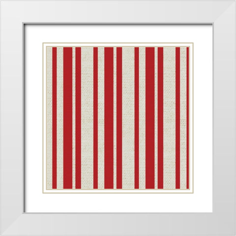 Nautical Red Stripe 1 White Modern Wood Framed Art Print with Double Matting by Allen, Candace