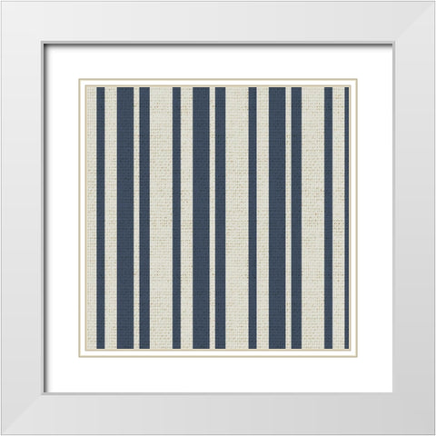 Nautical Navy Stripe 1 White Modern Wood Framed Art Print with Double Matting by Allen, Candace