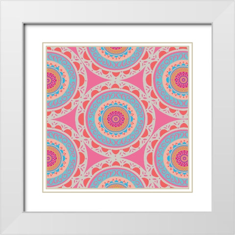 Boho Bright Mandala 1 White Modern Wood Framed Art Print with Double Matting by Allen, Candace