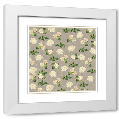 English Vintage Roses 1 White Modern Wood Framed Art Print with Double Matting by Allen, Candace