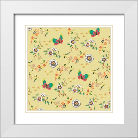 Kimono Quilt Toss 2 White Modern Wood Framed Art Print with Double Matting by Allen, Candace