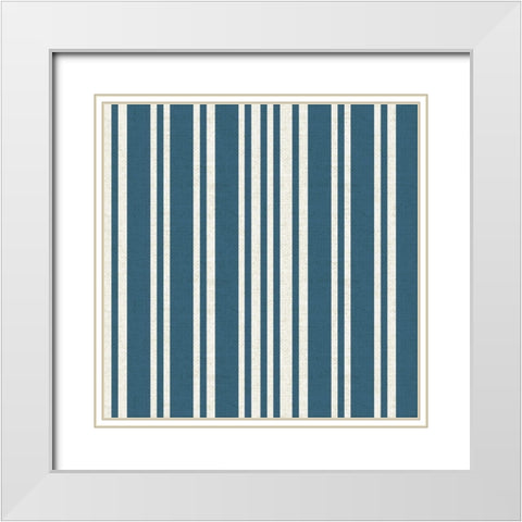 By The Sea Stripeez 1 White Modern Wood Framed Art Print with Double Matting by Allen, Candace