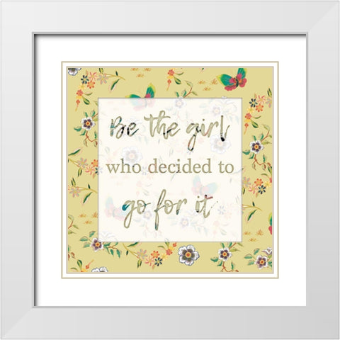 Go For It 1 White Modern Wood Framed Art Print with Double Matting by Lula Bijoux and Company