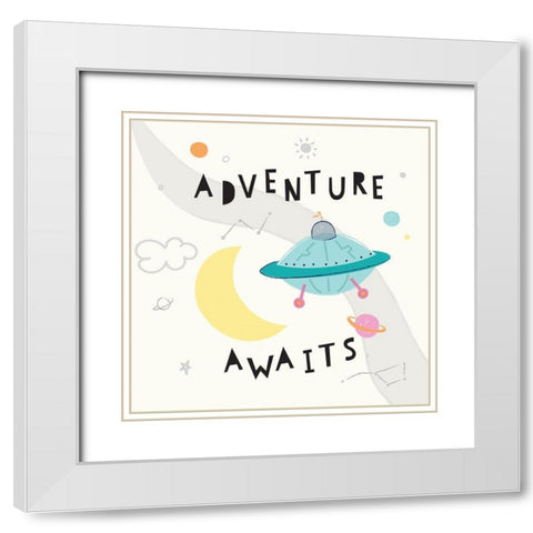 Rocket Man 2 White Modern Wood Framed Art Print with Double Matting by Lula Bijoux and Company
