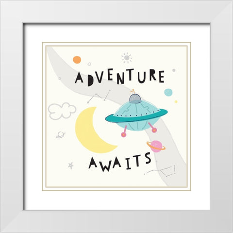 Rocket Man 2 White Modern Wood Framed Art Print with Double Matting by Lula Bijoux and Company