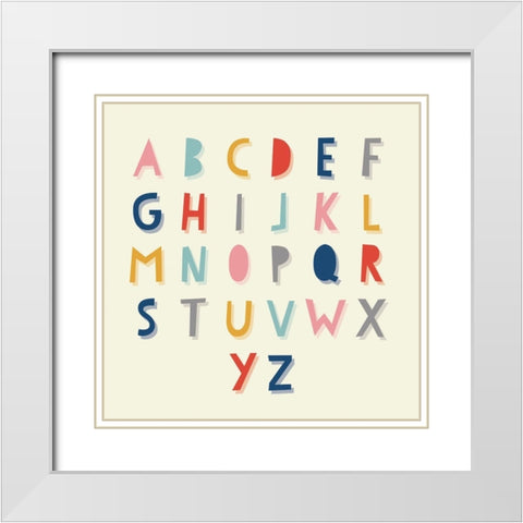 Colorful Alphabet 1 White Modern Wood Framed Art Print with Double Matting by Lula Bijoux and Company