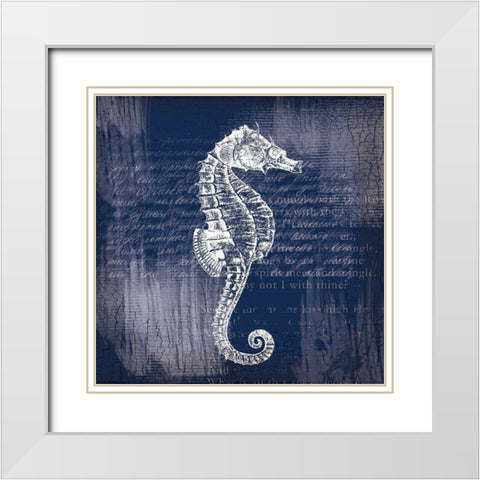 Sea Horse On Blue White Modern Wood Framed Art Print with Double Matting by Lula Bijoux and Company