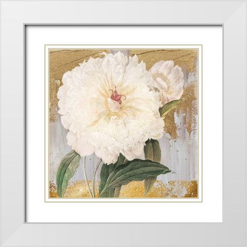 Metallic Floral Glory White Modern Wood Framed Art Print with Double Matting by Lula Bijoux and Company