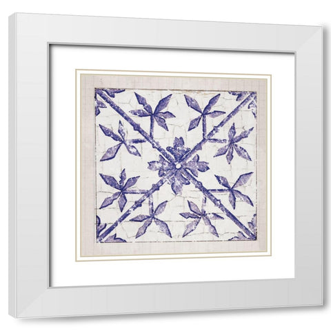 Tile Bleu 2 White Modern Wood Framed Art Print with Double Matting by Lula Bijoux and Company