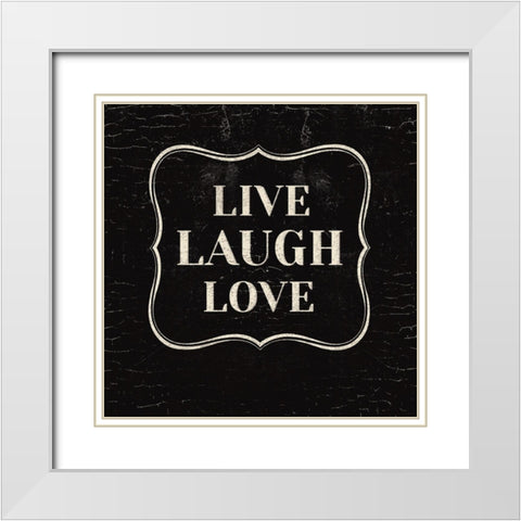 Live Laugh Love White Modern Wood Framed Art Print with Double Matting by Lula Bijoux and Company