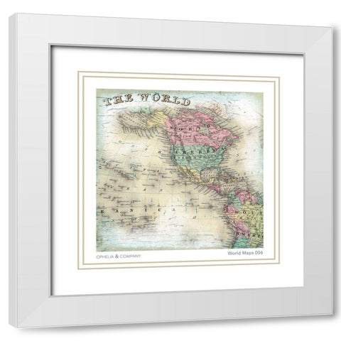 The World 2 White Modern Wood Framed Art Print with Double Matting by Lula Bijoux and Company