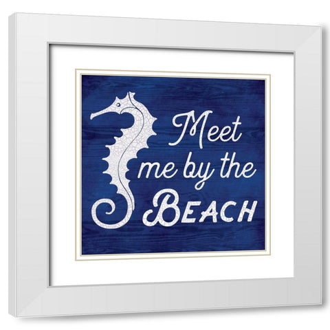Meet Me By The Beach White Modern Wood Framed Art Print with Double Matting by Lula Bijoux and Company