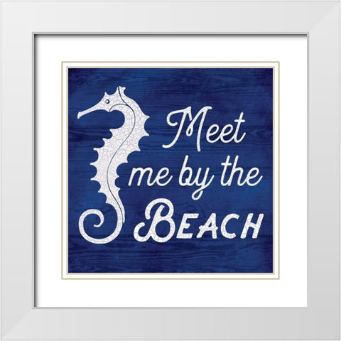 Meet Me By The Beach White Modern Wood Framed Art Print with Double Matting by Lula Bijoux and Company