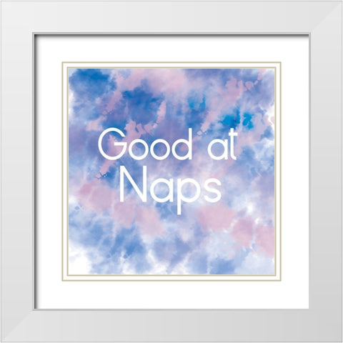 Good At Naps White Modern Wood Framed Art Print with Double Matting by Lula Bijoux and Company
