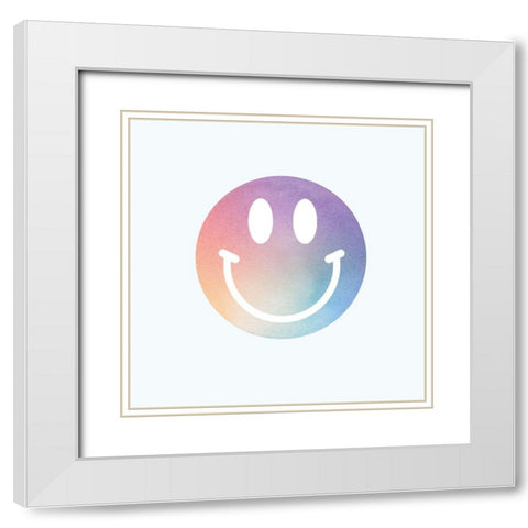 HappyfaceWatercolor White Modern Wood Framed Art Print with Double Matting by Lula Bijoux and Company