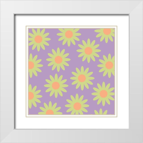 Fun Floral White Modern Wood Framed Art Print with Double Matting by Lula Bijoux and Company