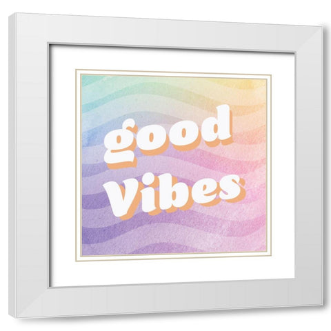 Good Vibes White Modern Wood Framed Art Print with Double Matting by Lula Bijoux and Company