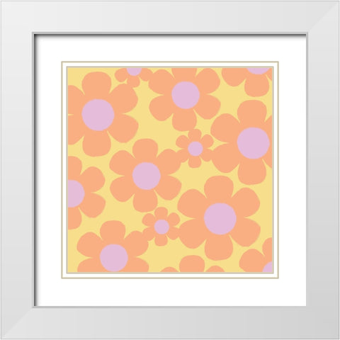 Happy Floral 2 White Modern Wood Framed Art Print with Double Matting by Lula Bijoux and Company
