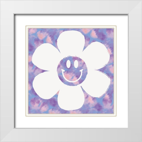 Happy Flower 2 White Modern Wood Framed Art Print with Double Matting by Lula Bijoux and Company