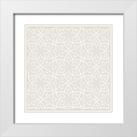 Beige Tile White Modern Wood Framed Art Print with Double Matting by Lula Bijoux and Company