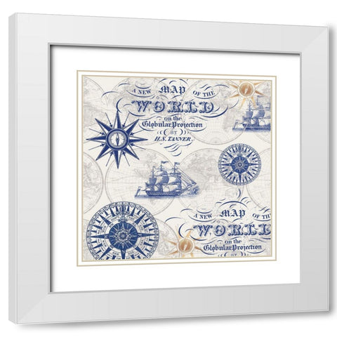 Coastal Navigation 3 White Modern Wood Framed Art Print with Double Matting by Lula Bijoux and Company