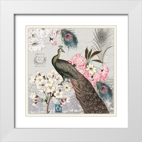 Peacock Pastels 2 White Modern Wood Framed Art Print with Double Matting by Lula Bijoux And Company