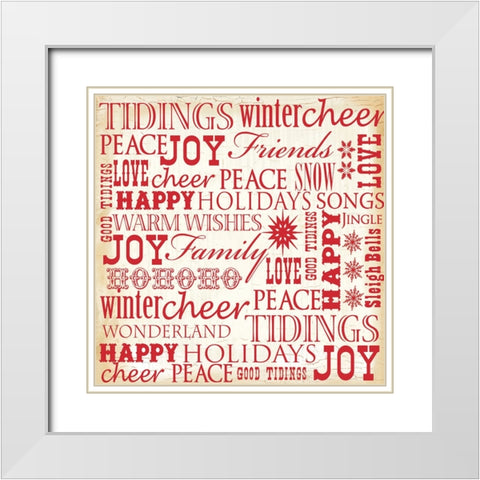 Holiday Typography 1 White Modern Wood Framed Art Print with Double Matting by Lula Bijoux And Company