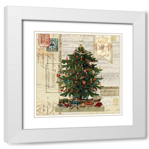 Holiday Tree 1 White Modern Wood Framed Art Print with Double Matting by Lula Bijoux And Company