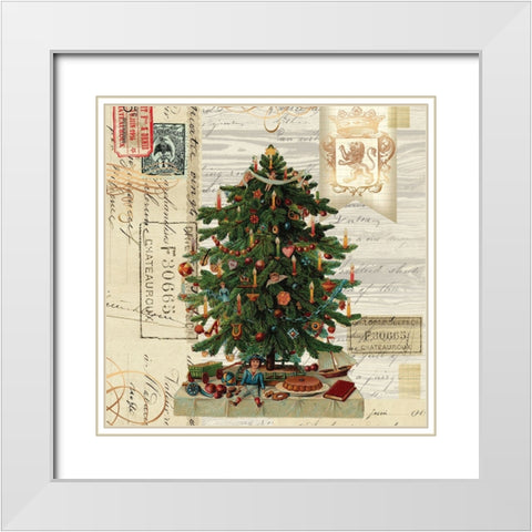 Holiday Tree 1 White Modern Wood Framed Art Print with Double Matting by Lula Bijoux And Company