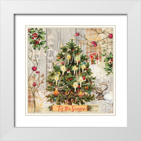 Holiday Tree 2 White Modern Wood Framed Art Print with Double Matting by Lula Bijoux And Company