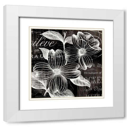 White Fleurs White Modern Wood Framed Art Print with Double Matting by Lula Bijoux and Company