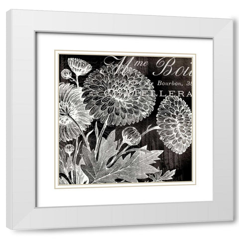 White Mums White Modern Wood Framed Art Print with Double Matting by Lula Bijoux and Company