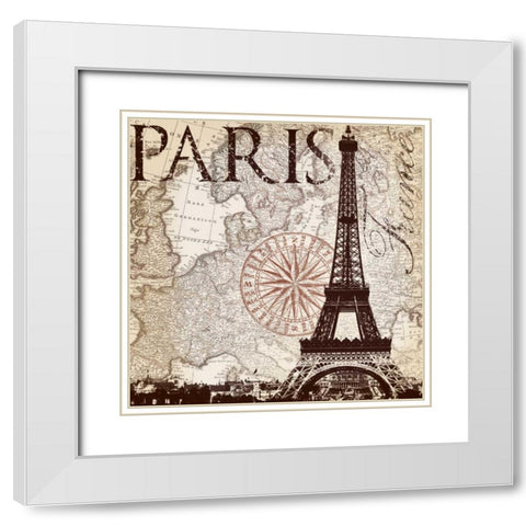 Paris Eiffel White Modern Wood Framed Art Print with Double Matting by Lula Bijoux and Company