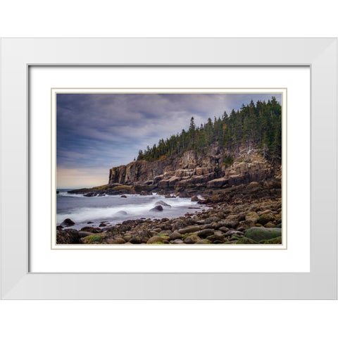 Rocky Cove White Modern Wood Framed Art Print with Double Matting by Taylor, Glenn
