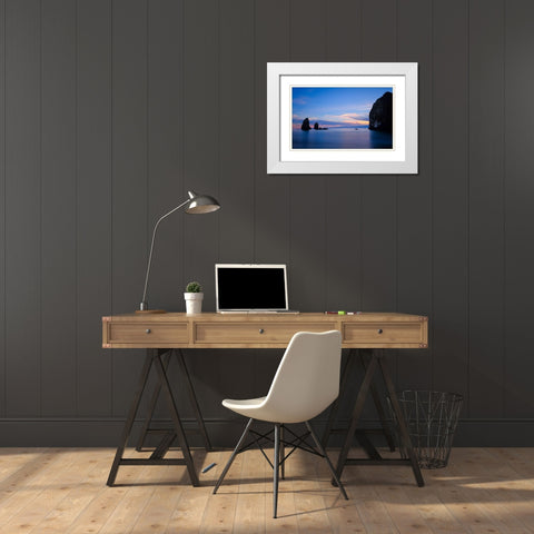 Blue Calm White Modern Wood Framed Art Print with Double Matting by Taylor, Glenn