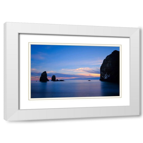 Blue Calm White Modern Wood Framed Art Print with Double Matting by Taylor, Glenn