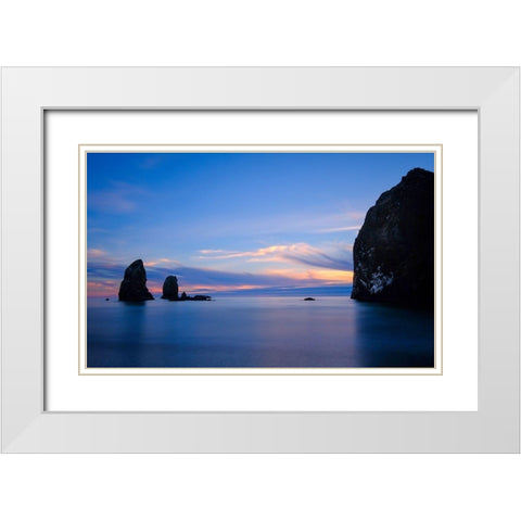 Blue Calm White Modern Wood Framed Art Print with Double Matting by Taylor, Glenn