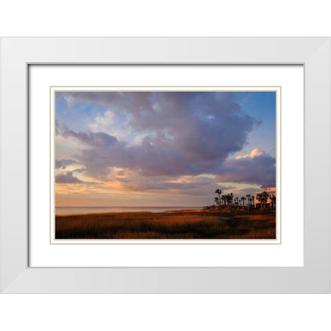 Marsh View White Modern Wood Framed Art Print with Double Matting by Taylor, Glenn