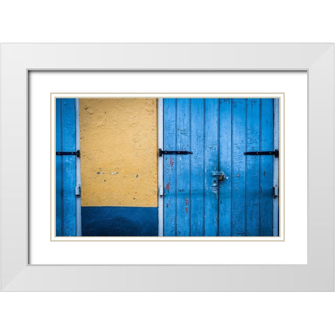 Blue Entrance White Modern Wood Framed Art Print with Double Matting by Taylor, Glenn