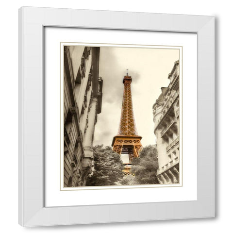 Eiffel Tower White Modern Wood Framed Art Print with Double Matting by Poinski, Dianne