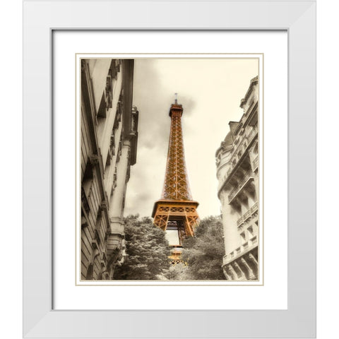 Eiffel Tower White Modern Wood Framed Art Print with Double Matting by Poinski, Dianne