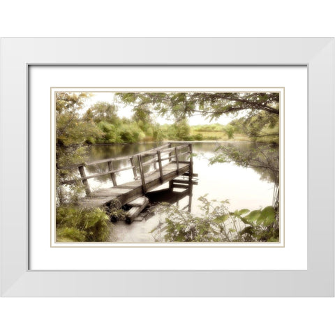 Pond Reflections White Modern Wood Framed Art Print with Double Matting by Poinski, Dianne