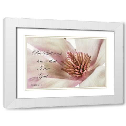Be Still Magnolia White Modern Wood Framed Art Print with Double Matting by Poinski, Dianne