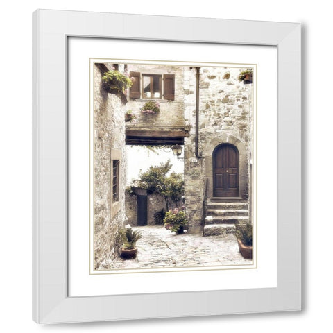 Courtyard White Modern Wood Framed Art Print with Double Matting by Poinski, Dianne