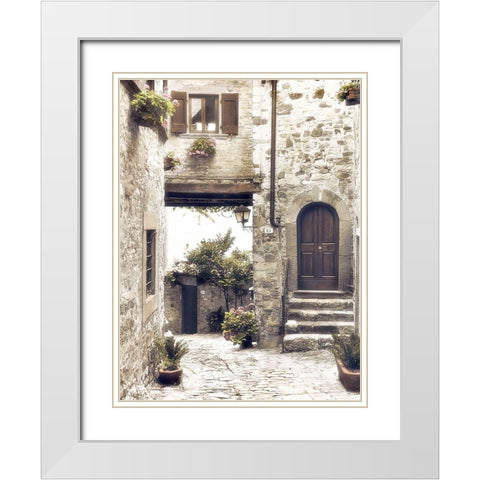 Courtyard White Modern Wood Framed Art Print with Double Matting by Poinski, Dianne
