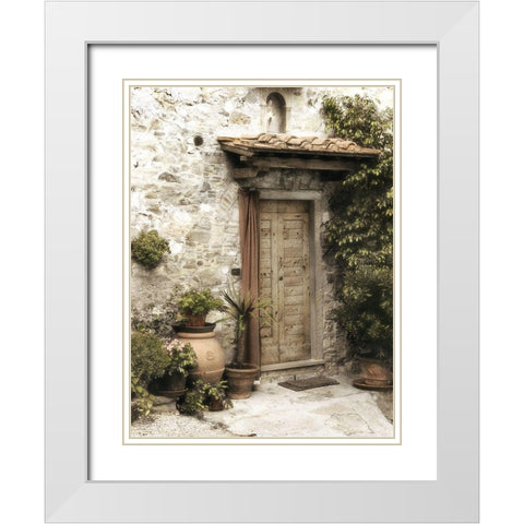 Montefioralle Door White Modern Wood Framed Art Print with Double Matting by Poinski, Dianne