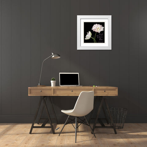 Corinthians Peony White Modern Wood Framed Art Print with Double Matting by Poinski, Dianne