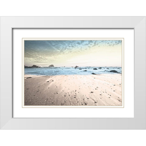 Gentle Returning Tide White Modern Wood Framed Art Print with Double Matting by Lula Bijoux and Company