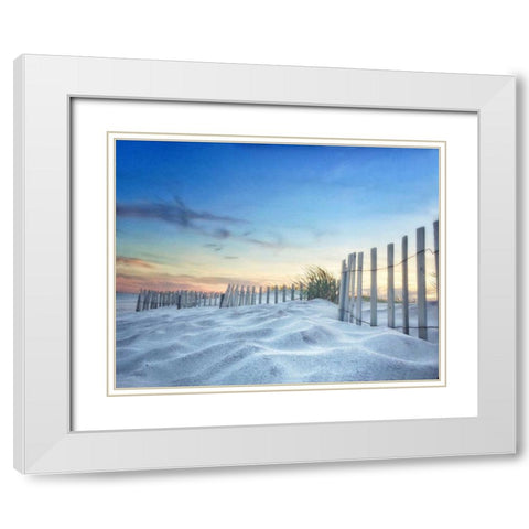 Fenced Sunset White Modern Wood Framed Art Print with Double Matting by Rowland, Joseph